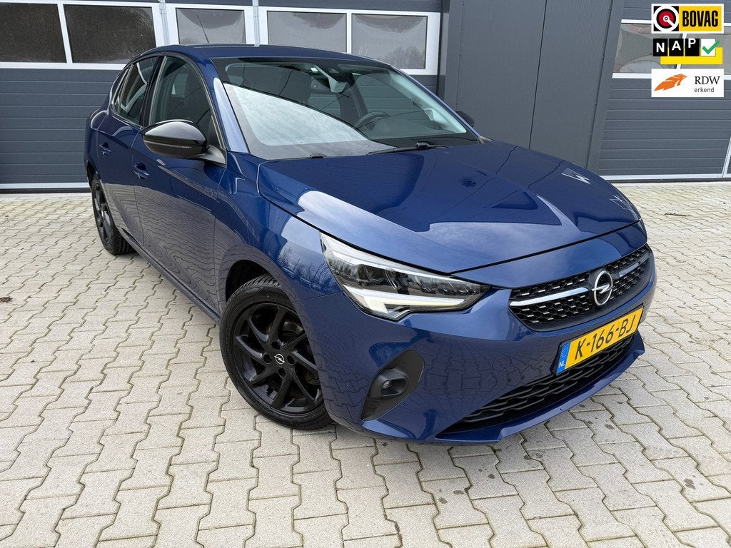 Opel Corsa Elegance CARPLAY-AIRCO-CRUICE, Auto's, Voorwielaandrijving, 1199 cc, Blauw, Leder en Stof