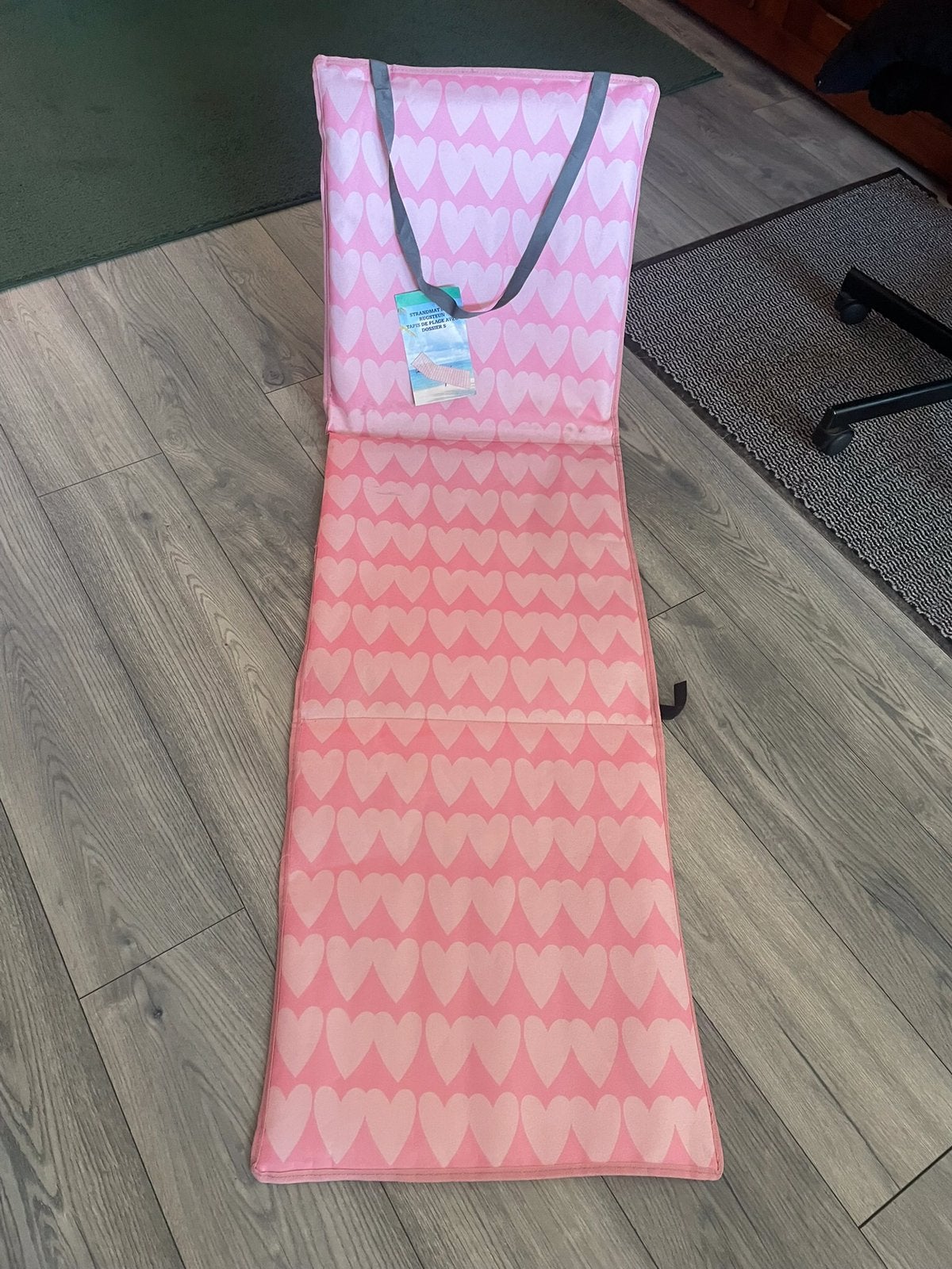 Nieuwe roze Strandmat met witte Hartprints en Rugleuning, Ophalen, Nieuw, Kunststof, Verstelbaar