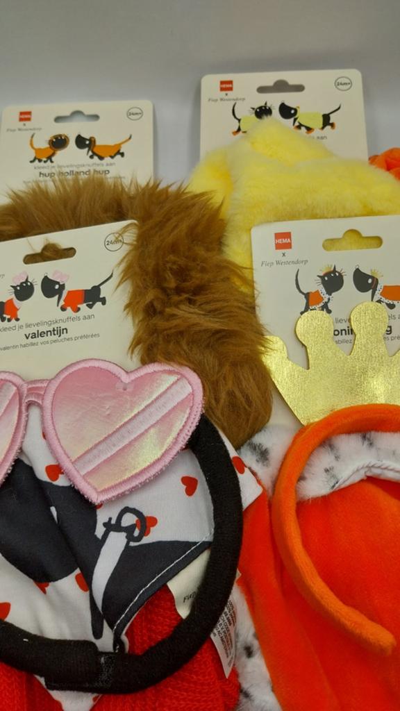 4 verschillende verkleedsetje voor Takkie of Siepie, Kinderen en Baby's, Speelgoed | Knuffels en Pluche, Hema, Verzenden, Overige typen