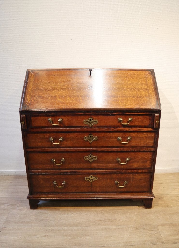 Antieke Engelse secretaire, klepbureau 18e eeuw, Ophalen of Verzenden