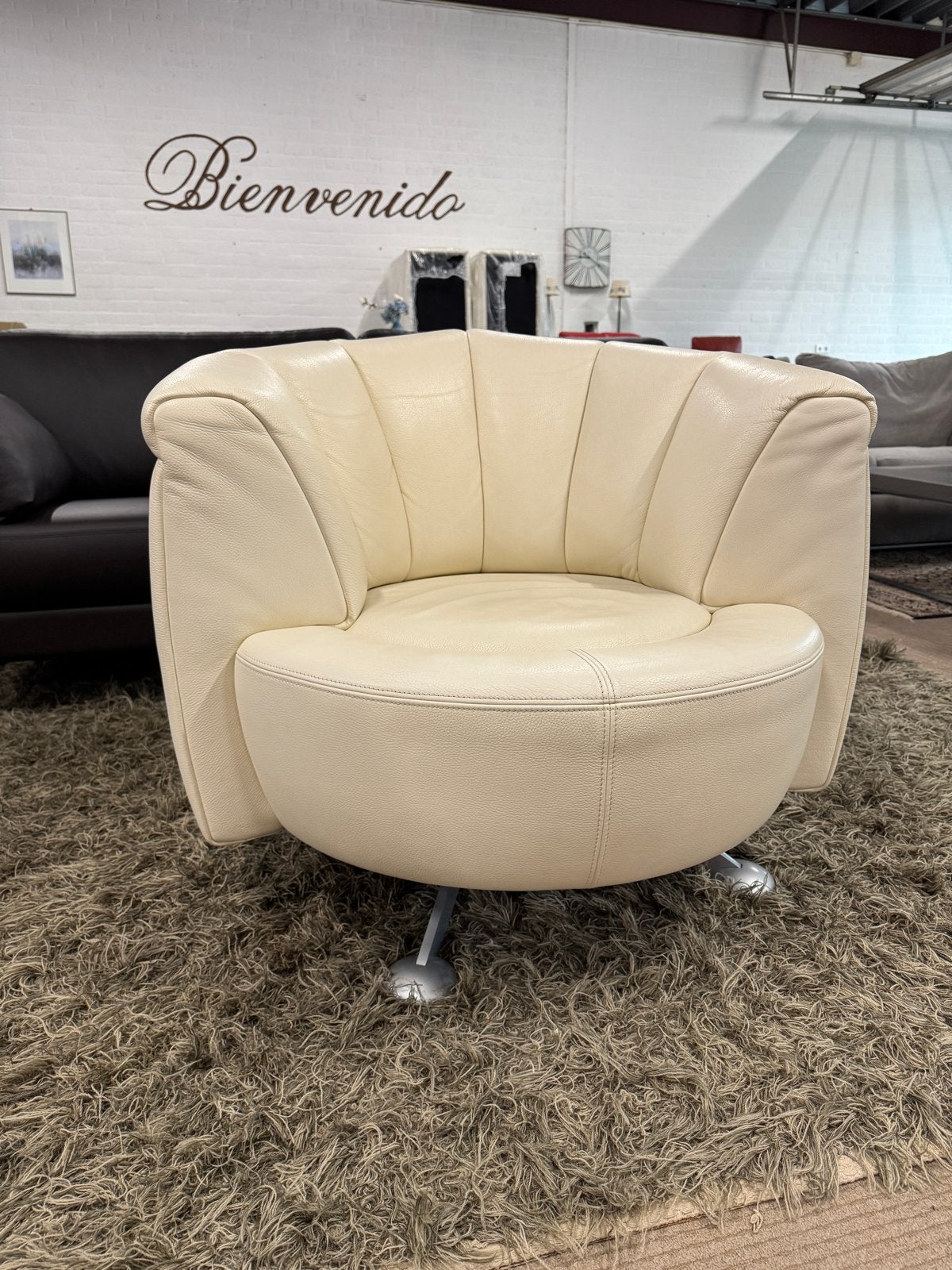 De Sede DS 164 Fauteuil - Crème Leer, Zwitserland, De sede, Ophalen of Verzenden, Zo goed als nieuw