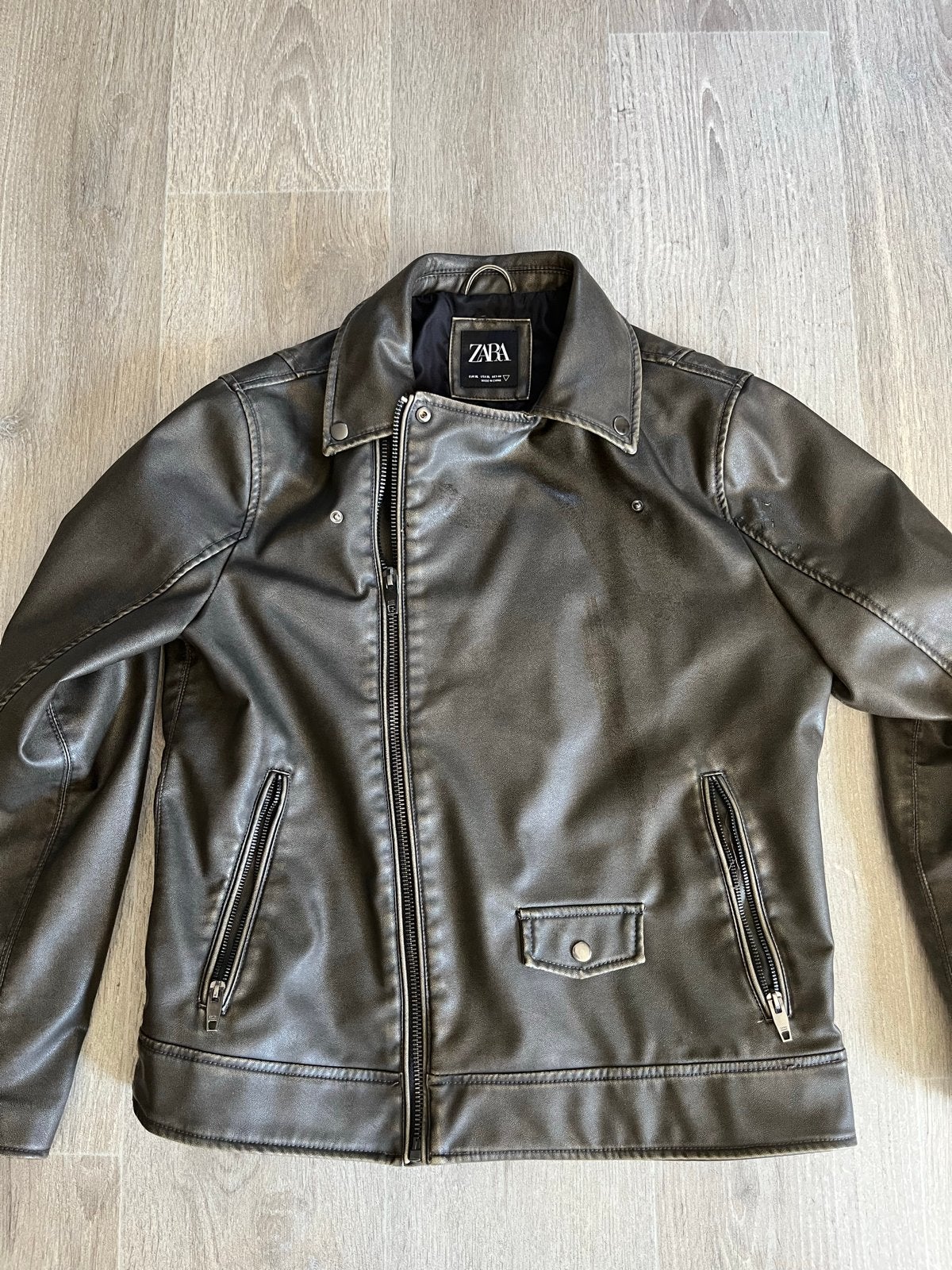 Zara leren jas maat XL, Kleding | Heren, Jassen | Zomer, Ophalen of Verzenden, Gedragen, Maat 56/58 (XL), Zwart