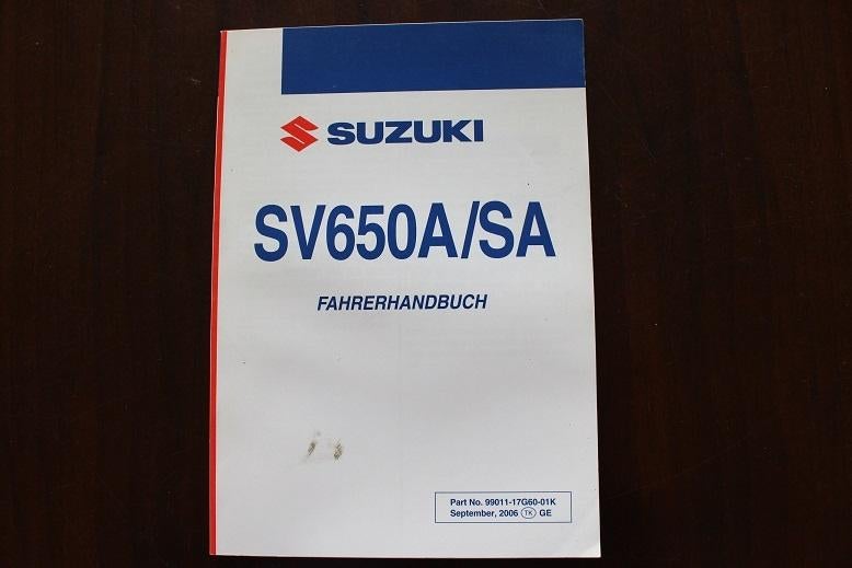 Suzuki SV650 A SA 2006/2007 motorrad fahrerhandbuch SV 650, Ophalen of Verzenden, Suzuki