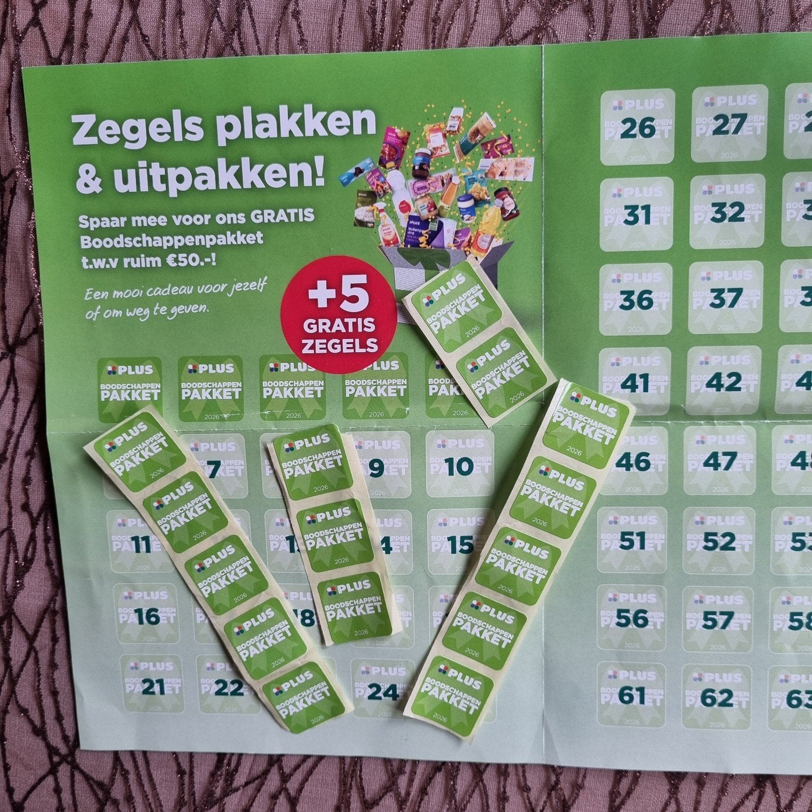 PLUS spaarzegels boodschappenpakket, Ophalen of Verzenden, Winkel, Super of Benzinepomp, Zegels, Bonnen of Punten