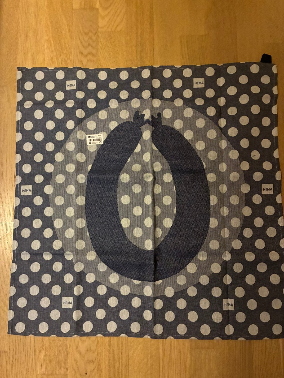 Limited edition HEMA theedoek met rookworst-design (blauw), Ophalen, Katoen, Blauw, Hema
