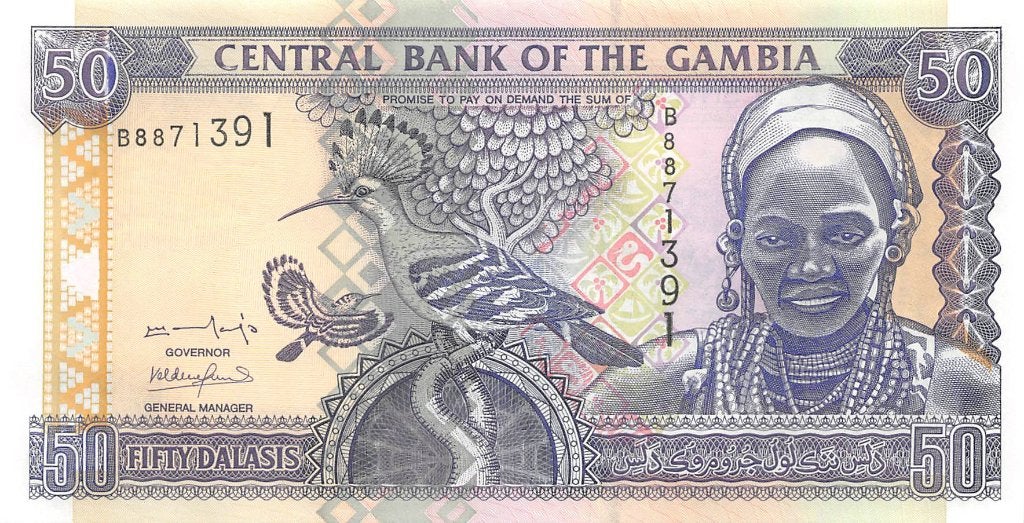 Gambia 50 Dalasis 2001 Unc pn 23a, Postzegels en Munten, Bankbiljetten | Afrika, Los biljet, Overige landen, Ophalen of Verzenden