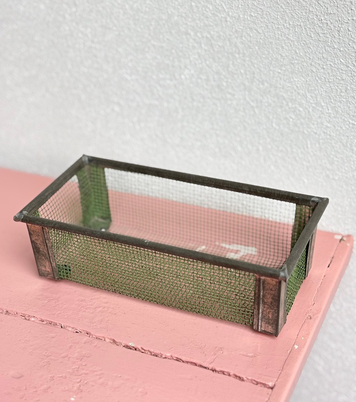 Vintage brocante groen metalen Gaasmand, Ophalen of Verzenden