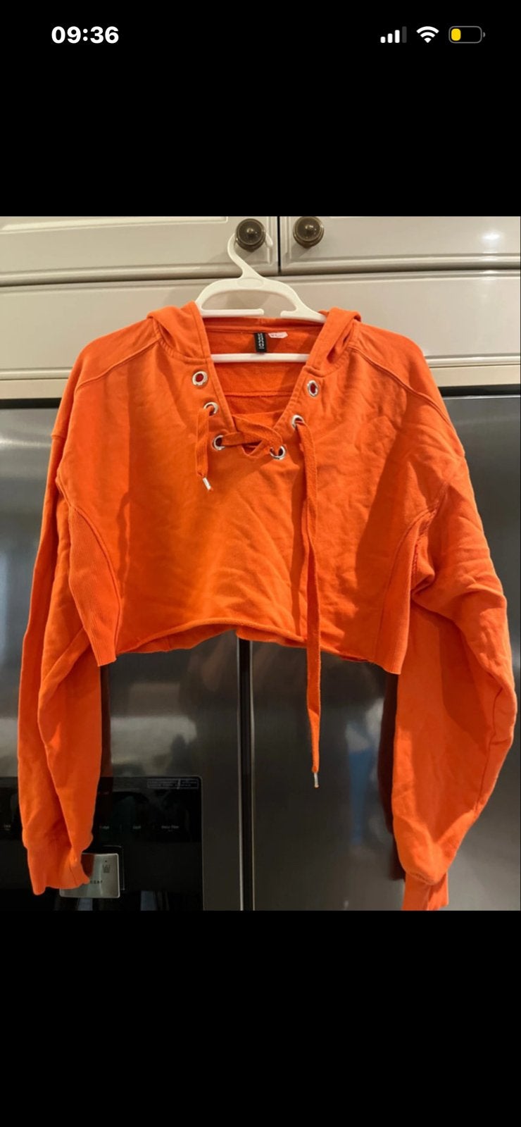 Oranje Cropped Hoodie van Divided by H&M, Oranje, Ophalen of Verzenden, Zo goed als nieuw, Lange mouw