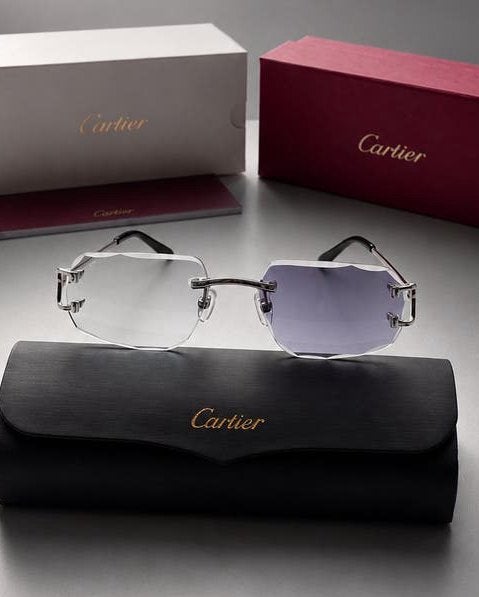 ACTIE! Cartier Zilver DonkerGrijs Zonnebril Meekleurend, Overige merken, Zonnebril, Zwart, Nieuw