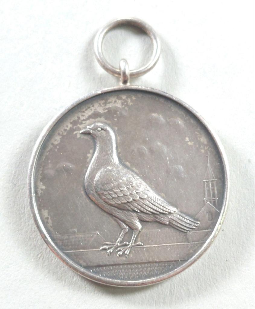 Zilveren Duif medaille penning prijs onbeschreven, Ophalen of Verzenden, Zilver, Nederland