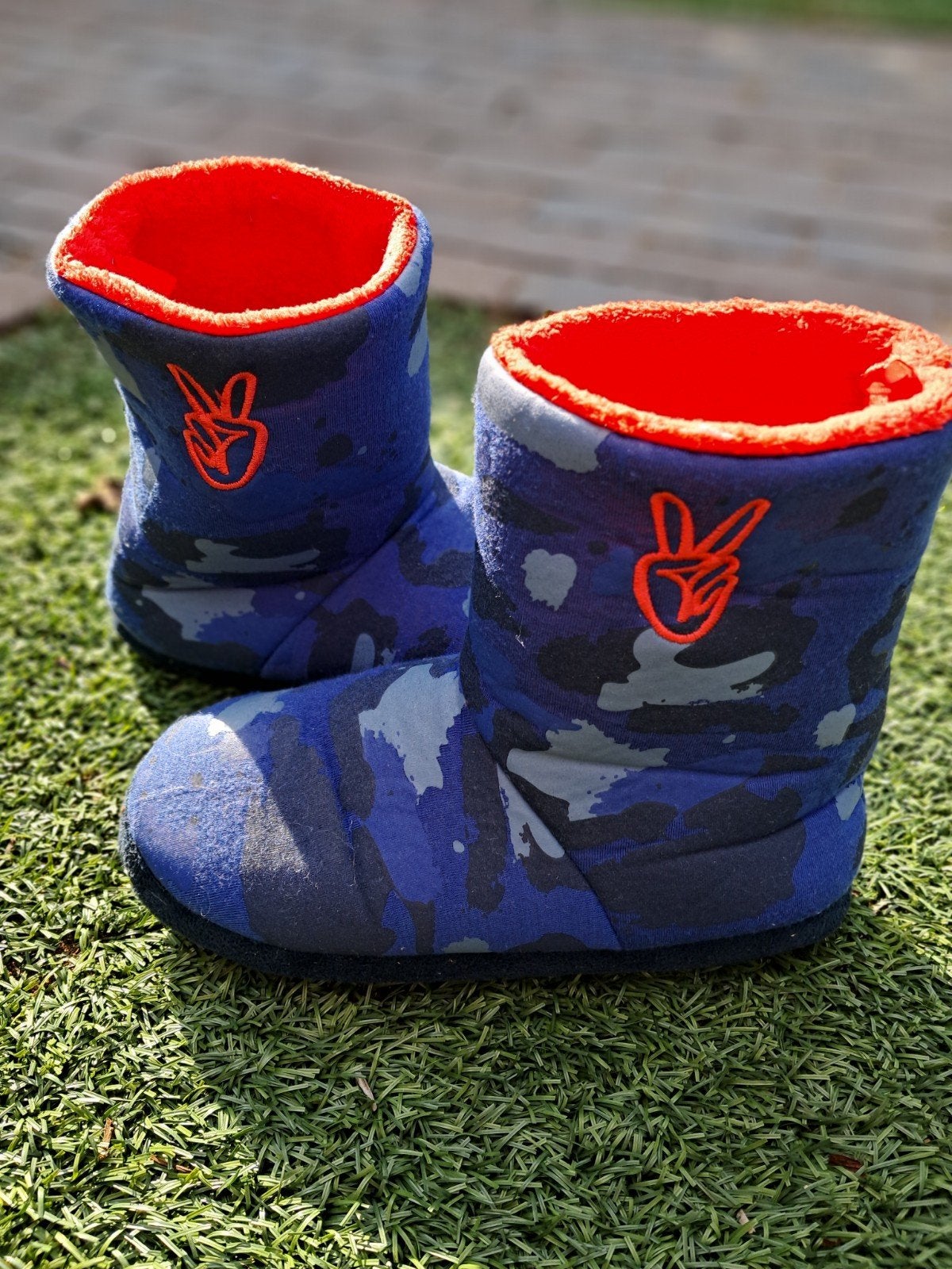 Warme blauwe kinderpantoffels maat 32/33, Gebruikt, Jongen of Meisje, Overige typen, Ophalen of Verzenden