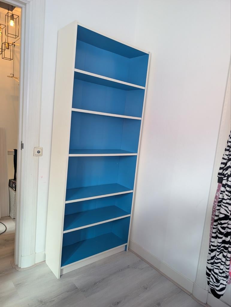 IKEA Billy Boekenkast - Wit met blauwe achterwand, Ophalen, Gebruikt, 200 cm of meer, 50 tot 100 cm