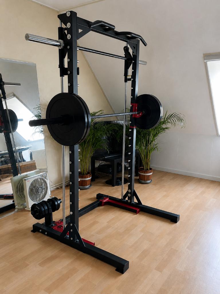 Smith Machine + 135 kg Bumper Plates + Stang + Dipstation, Sport en Fitness, Ophalen, Zo goed als nieuw, Overige typen