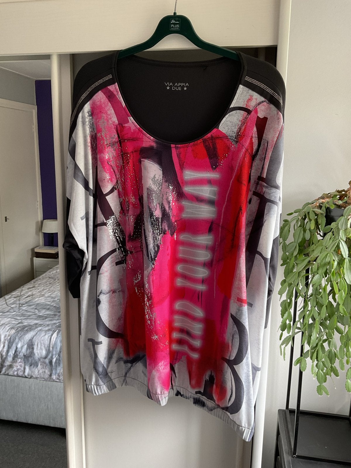 Via Appia Due shirt  Maat 50 Zwart/Roze/Wit, Zwart, Maat 46/48 (XL) of groter, Ophalen of Verzenden, Zo goed als nieuw