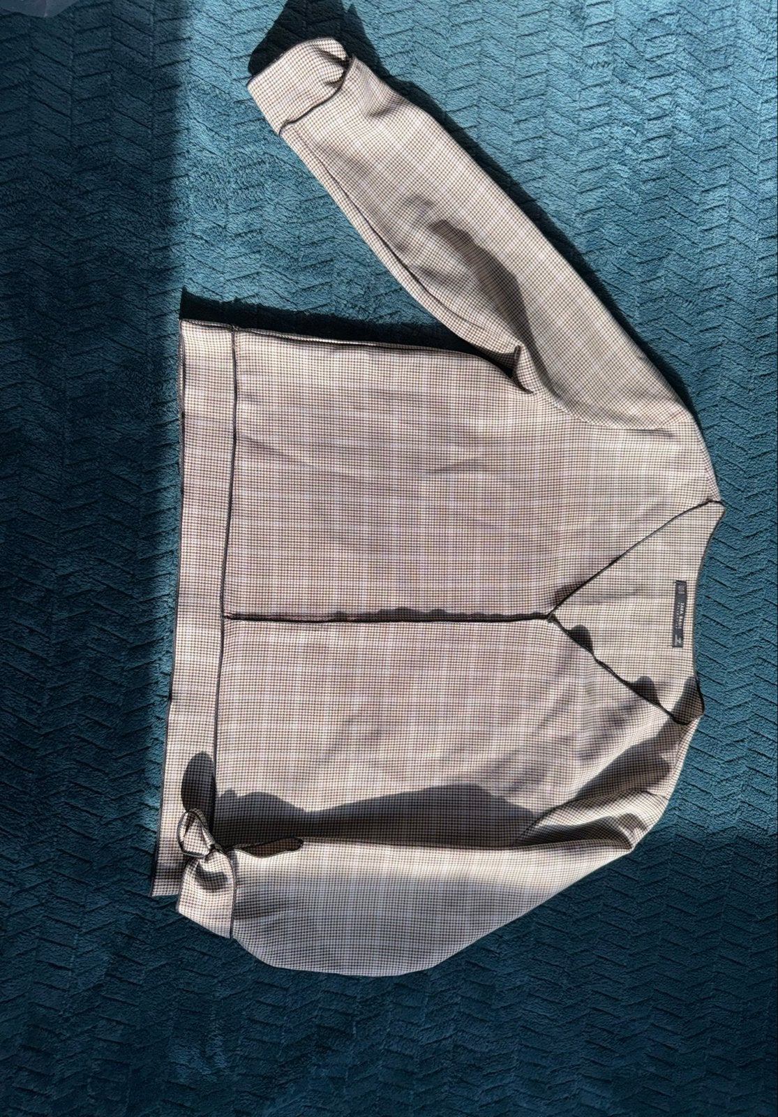 Zara Basic geruite blouse met lange mouwen, Ophalen, Zo goed als nieuw, Maat 46/48 (XL) of groter, Beige
