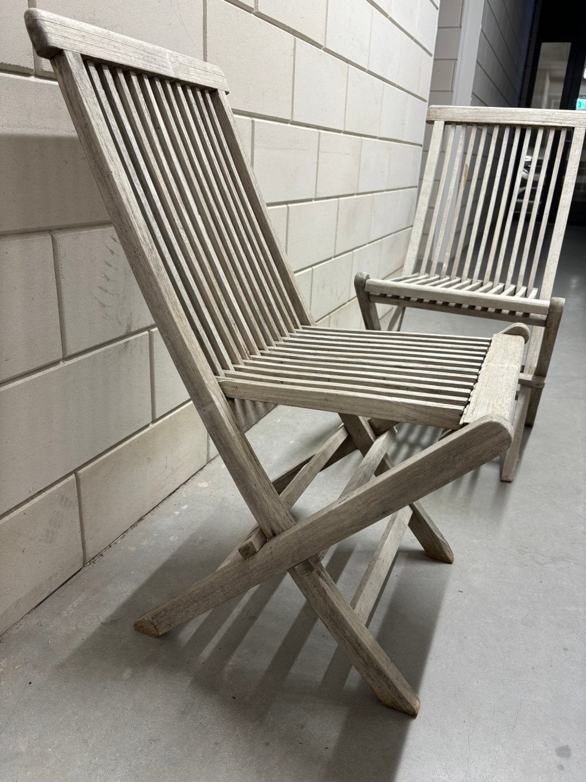 Teak klapstoel 2 stuks tuinstoel, Ophalen, Gebruikt, Teakhout