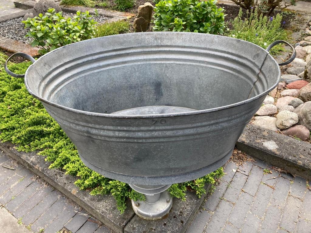 Grote Zinken Kuip - Vintage Wasbak/Plantenbak, Antiek en Kunst, Ophalen