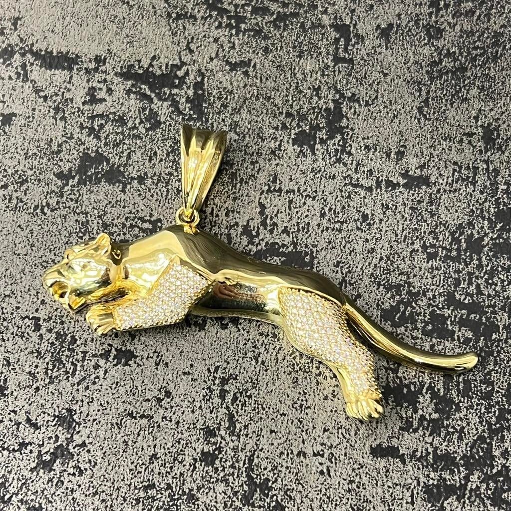 14k gouden panter model kettinghanger, Ophalen of Verzenden, Nieuw, Goud, Kruis of Symbool