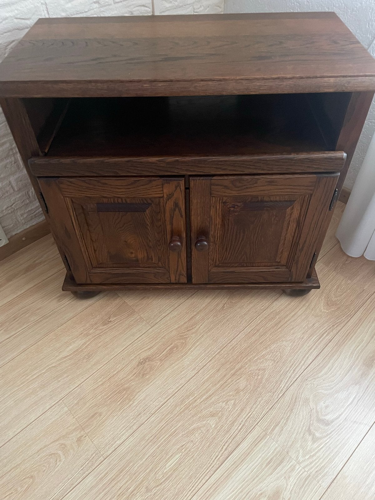 Massief eiken tv-meubel / audiomeubel, Huis en Inrichting, Kasten | Televisiemeubels, Ophalen, Gebruikt, Eikenhout, 50 tot 100 cm