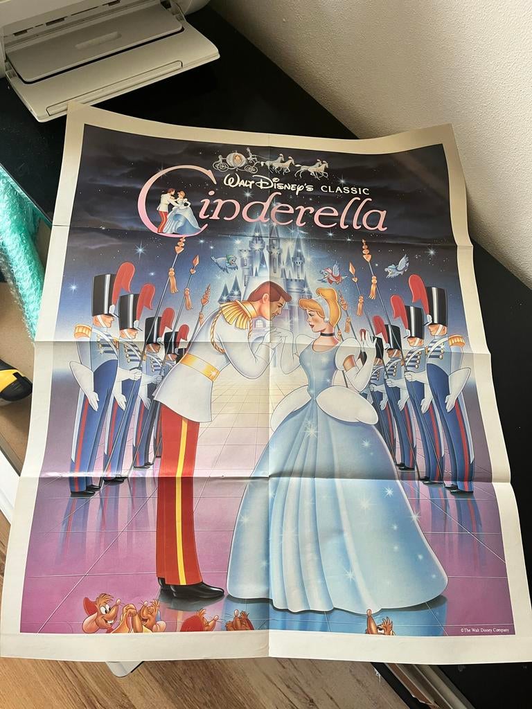 Vintage Disney Assepoester Poster Film, Ophalen of Verzenden, A1 t/m A3, Film en Tv, Rechthoekig Staand