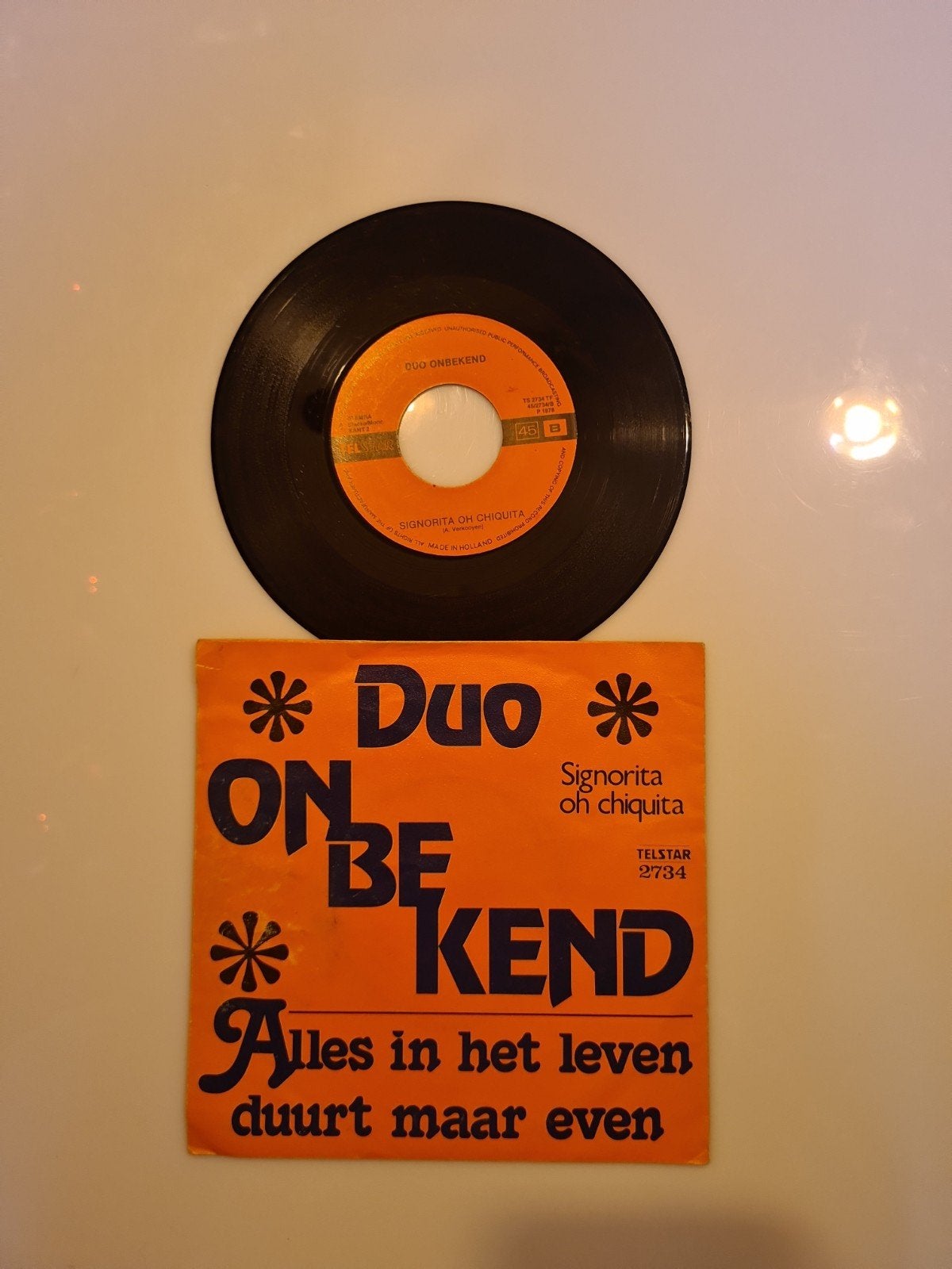 Duo Onbekend - Alles in het leven duurt maar even, Cd's en Dvd's, Ophalen of Verzenden, Zo goed als nieuw, 7 inch, Nederlandstalig