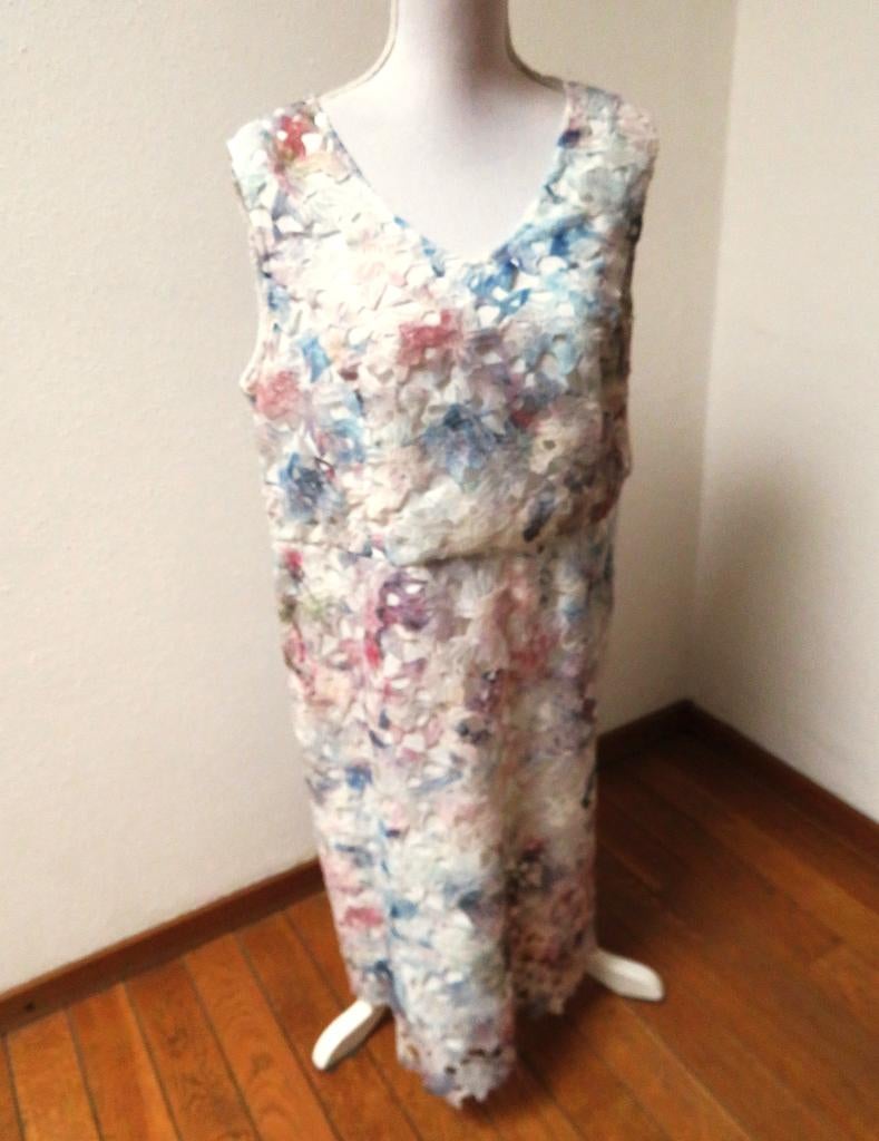 M11 GERRY WEBER aparte kant jurk blauw roze 46, Blauw, Maat 46/48 (XL) of groter, Ophalen of Verzenden, Zo goed als nieuw