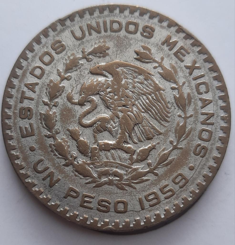 Mexico 1 peso 1959 KM# 459 (Zilver), Ophalen of Verzenden, Midden-Amerika, Zilver