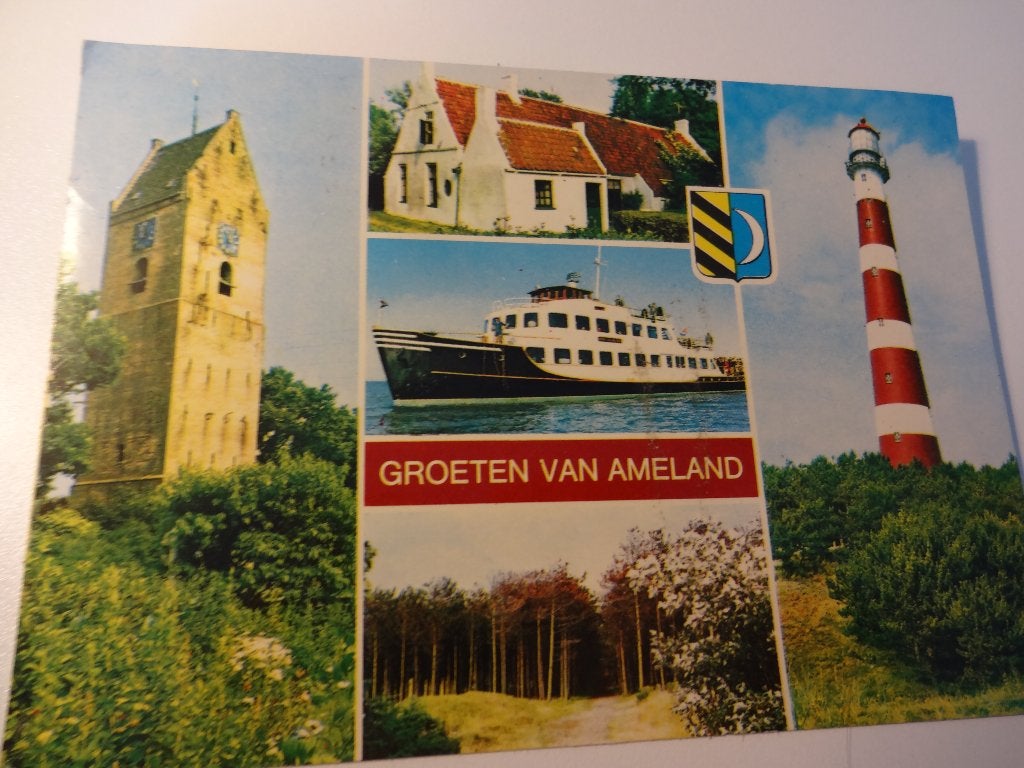 Ansichtkaart Groeten van Ameland., Verzenden, 1960 tot 1980, Gelopen, Waddeneilanden