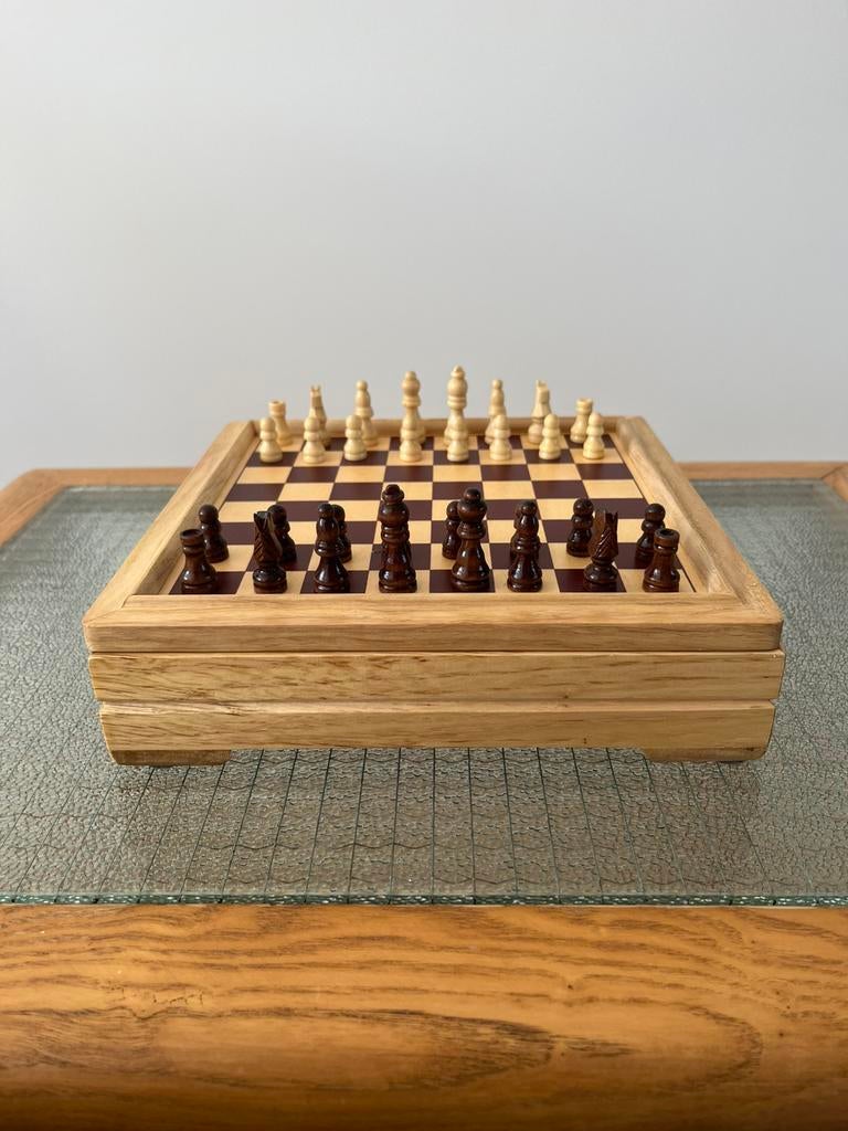 Vintage schaakbord + schaakstukken chessboard schaken, Ophalen of Verzenden, Gebruikt
