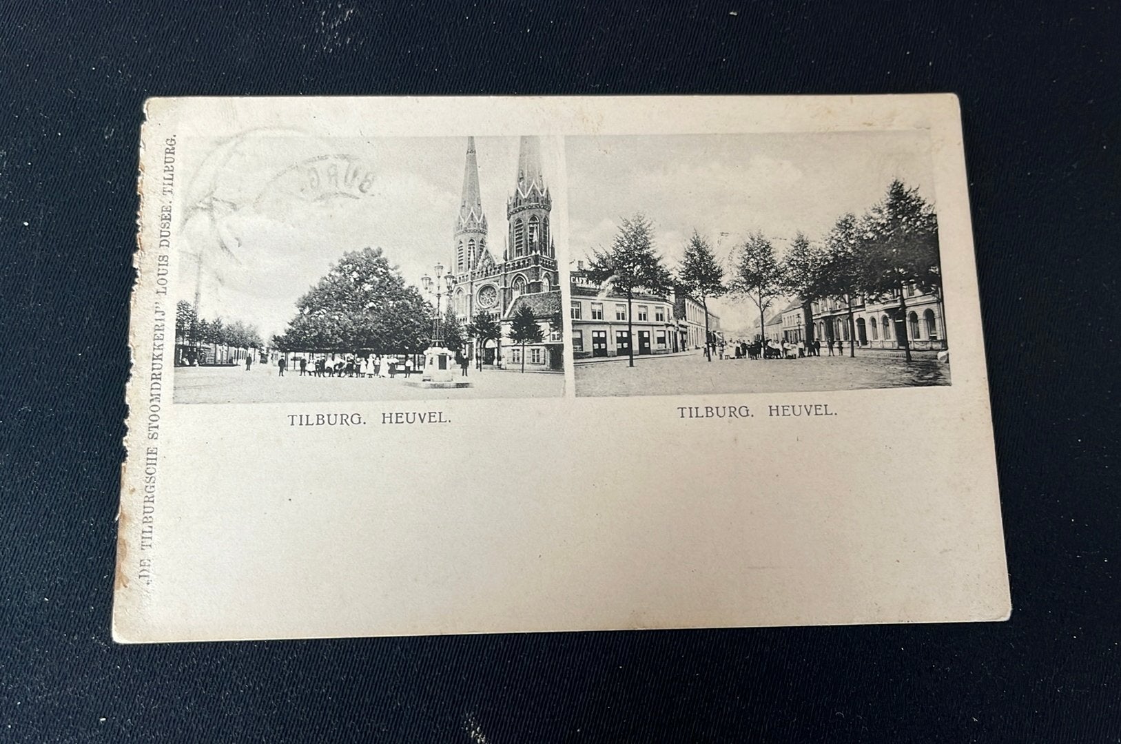 Tilburg Heuvel met Lindeboom café kerk, Ophalen of Verzenden, Voor 1920, Gelopen, Noord-Brabant