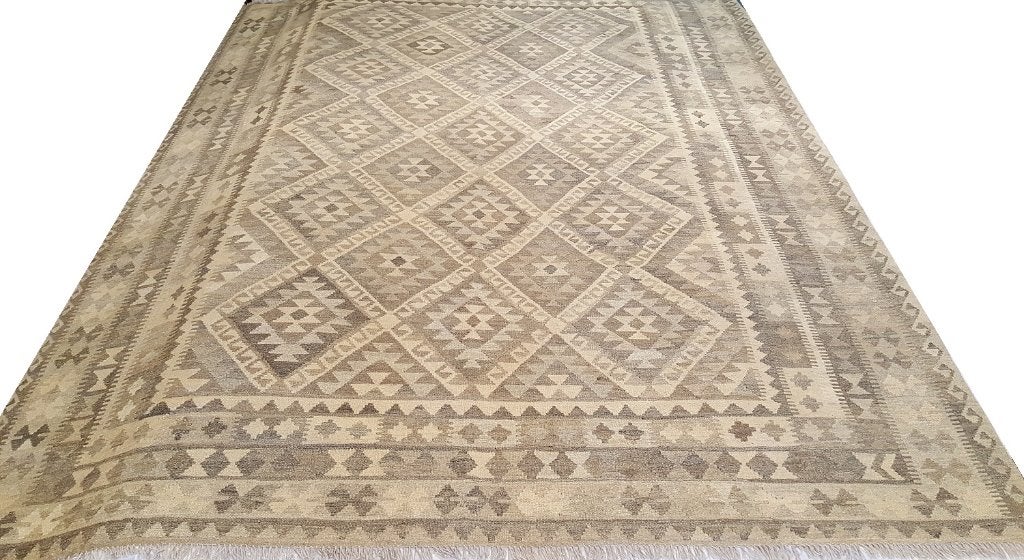 Perzisch tapijt natuurlijke Afghaan kelim 300x247/Vloerkleed, Www.simatapijten.nl, Beige, 150 tot 200 cm, Ophalen of Verzenden