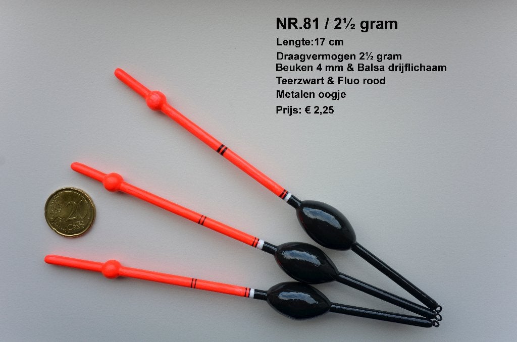 KARPERDOBBER HANDBUILT NR.81 / 2½ gram, Watersport en Boten, Ophalen of Verzenden, Nieuw, Dobber of Lood