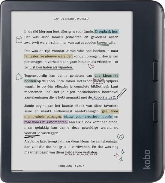 Kobo Libra 2 Colour (inclusief hoes), Computers en Software, E-readers, Zo goed als nieuw, 7 inch, 16 GB of meer, Bluetooth, Touchscreen