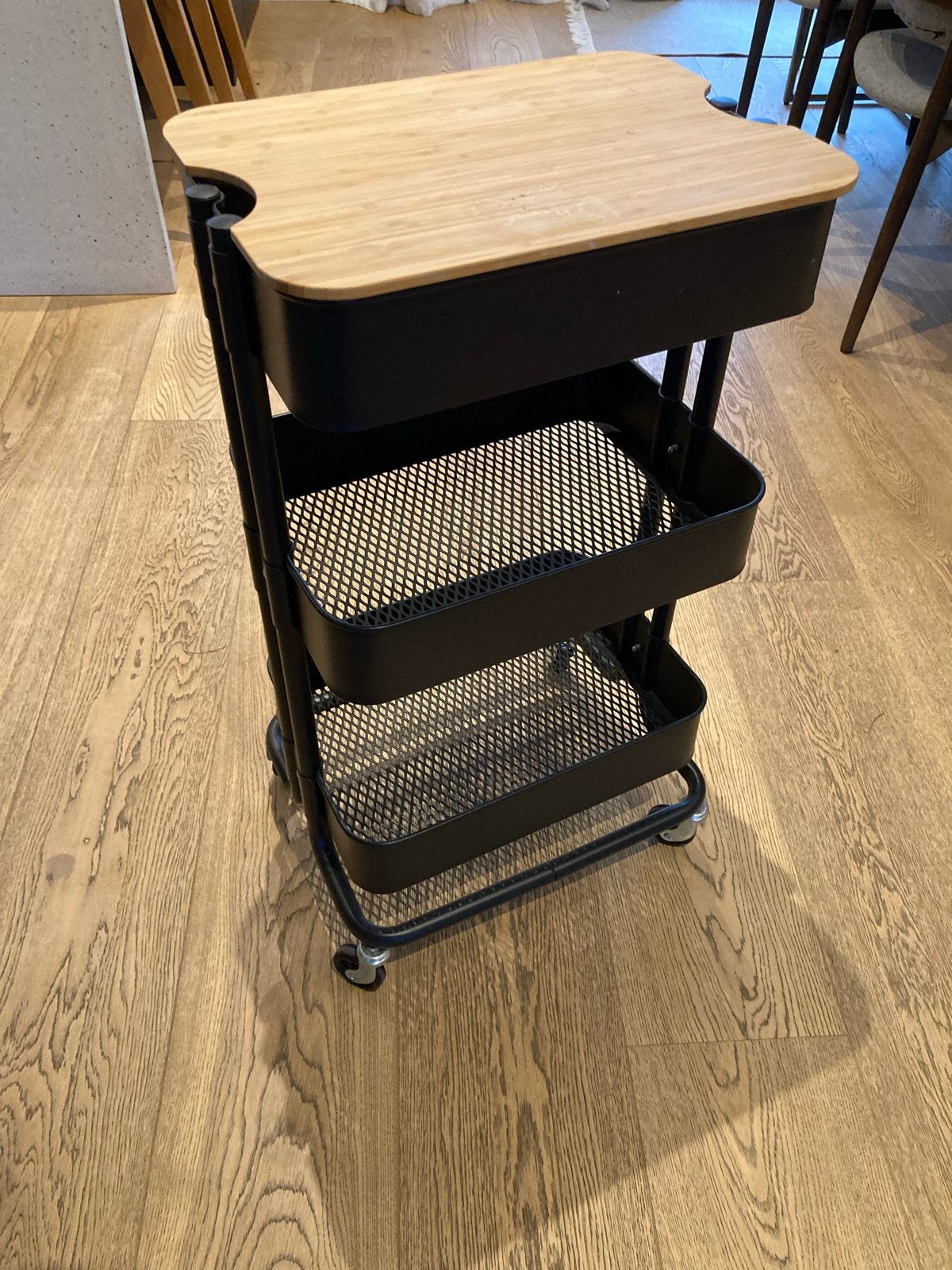 IKEA RÅSKOG roltafel / trolley zwart met bamboe blad, Ophalen, Gebruikt
