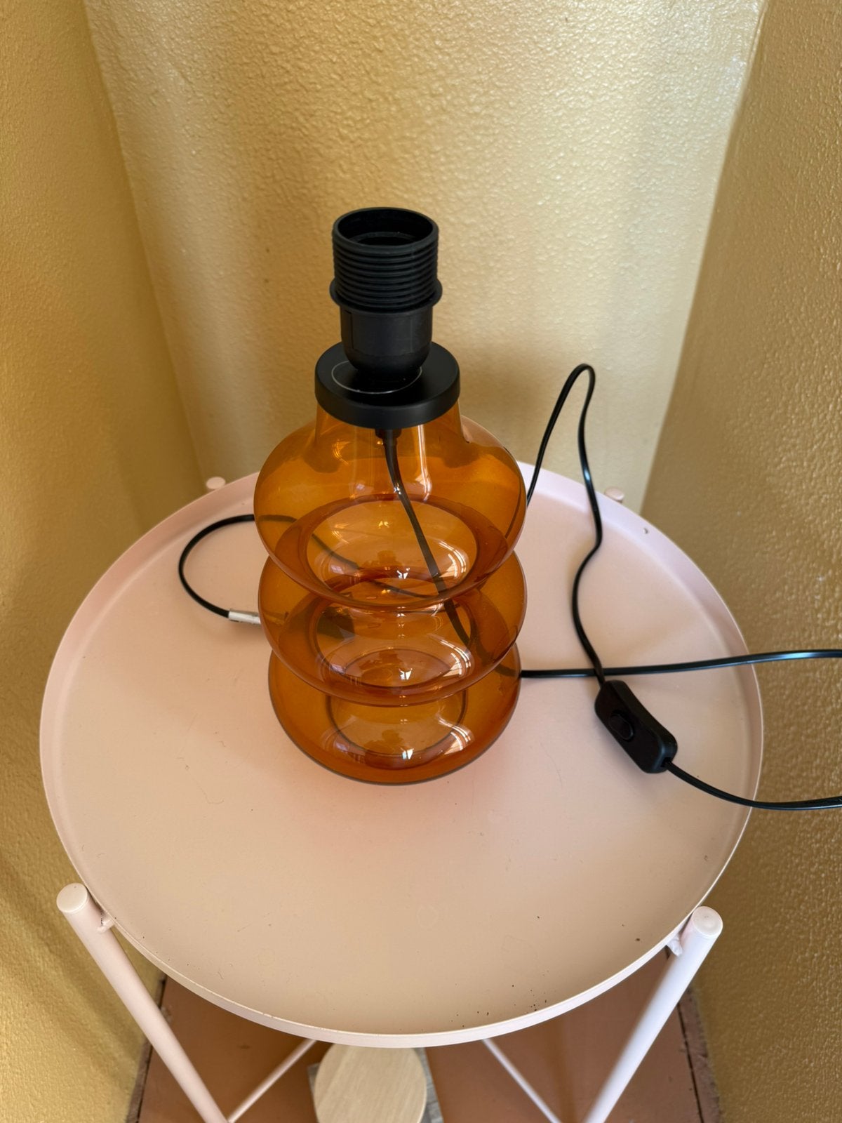 Glazen lampvoet, Huis en Inrichting, Lampen | Tafellampen, Ophalen, Overige merken, Oranje, E27 (groot)
