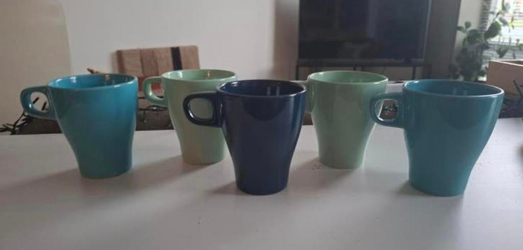 Set van 5 IKEA Fargrik mokken, 25cl, Huis en Inrichting, Ophalen, Zo goed als nieuw, Overige stijlen, Kop(pen) en/of Schotel(s)