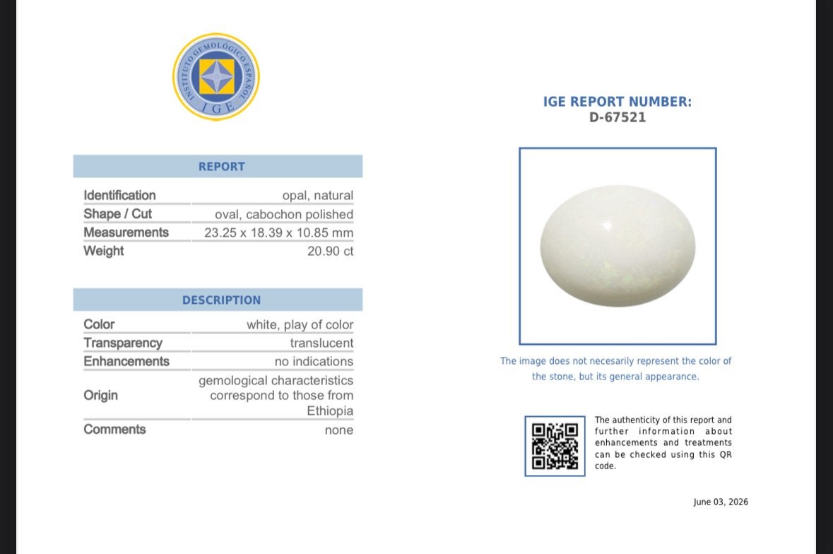 20,90ct natuurlijke ethiopischse opaal, Ophalen