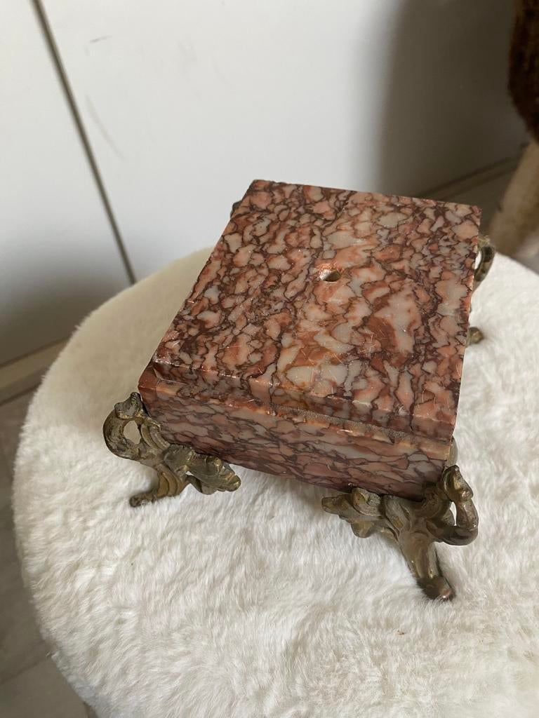 Retro/vintage/brocante lampenvoet,natuursteen/koper, set €25, Ophalen
