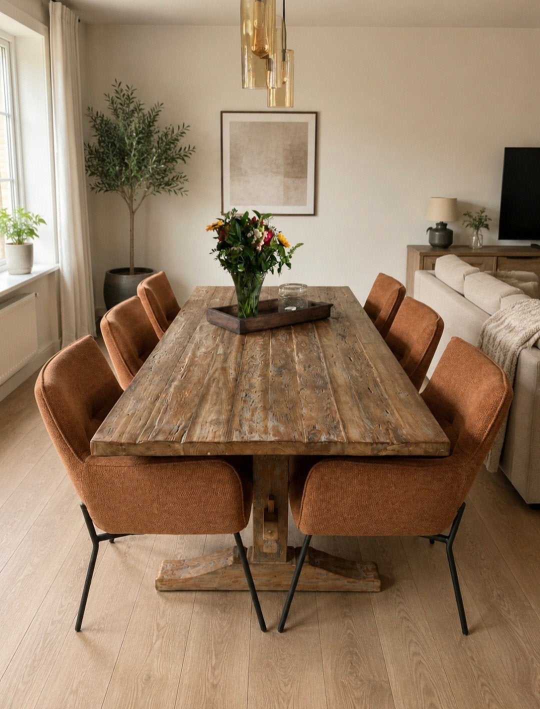 Hoffz kloostertafel eettafel bezorgen mogelijk, Huis en Inrichting, Tafels | Eettafels, 200 cm of meer, Zo goed als nieuw, Rechthoekig
