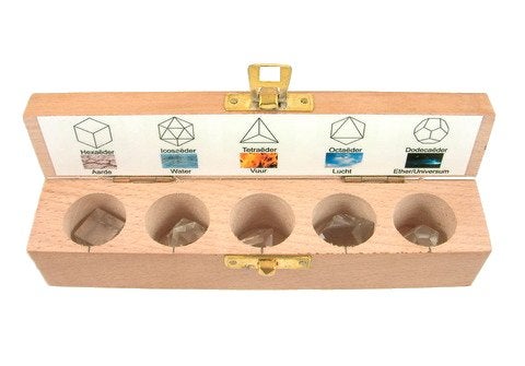 Heilige Geometrie-set Bergkristal 5 delig, Ophalen of Verzenden, Mineraal