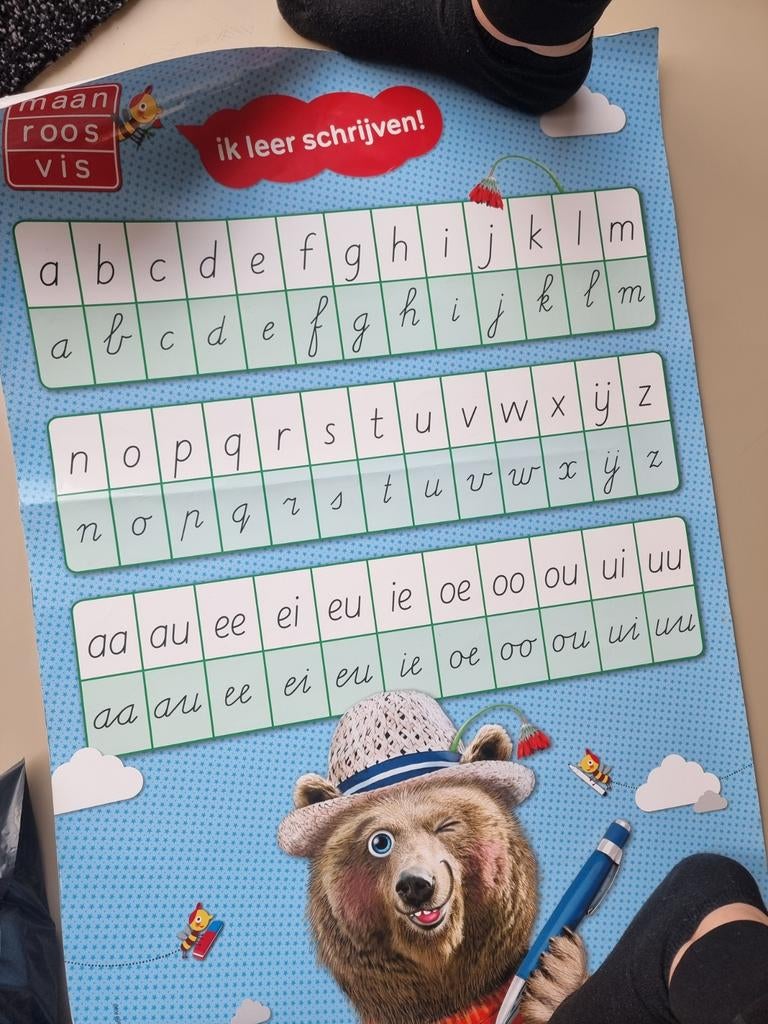 Ik leer schrijven! Maan Roos Vis - Educatieve Poster, Ophalen of Verzenden, Zo goed als nieuw, Onbekend, 3 tot 4 jaar