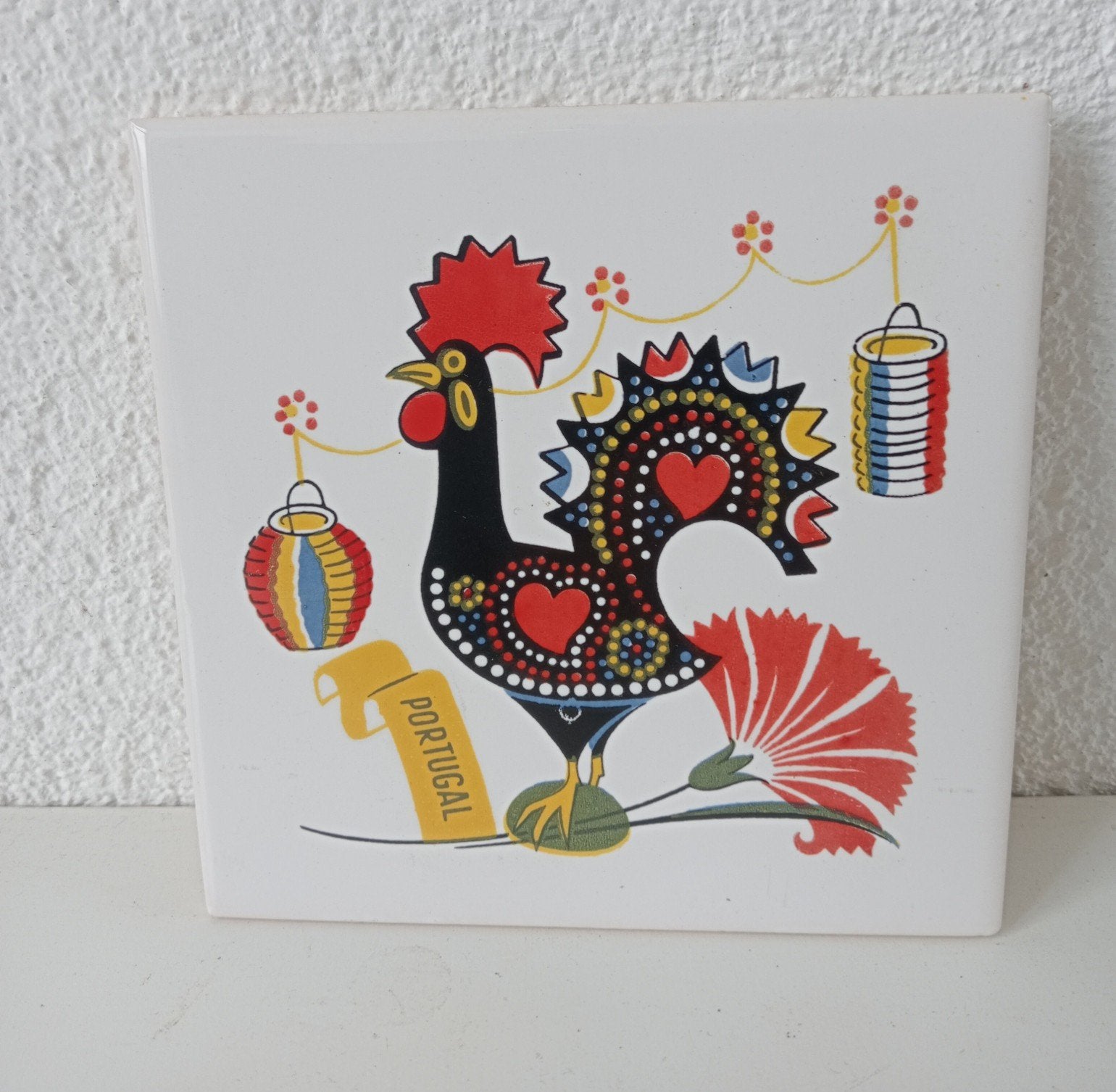 Keramisch tegeltje uit Portugal met haan, Ophalen of Verzenden