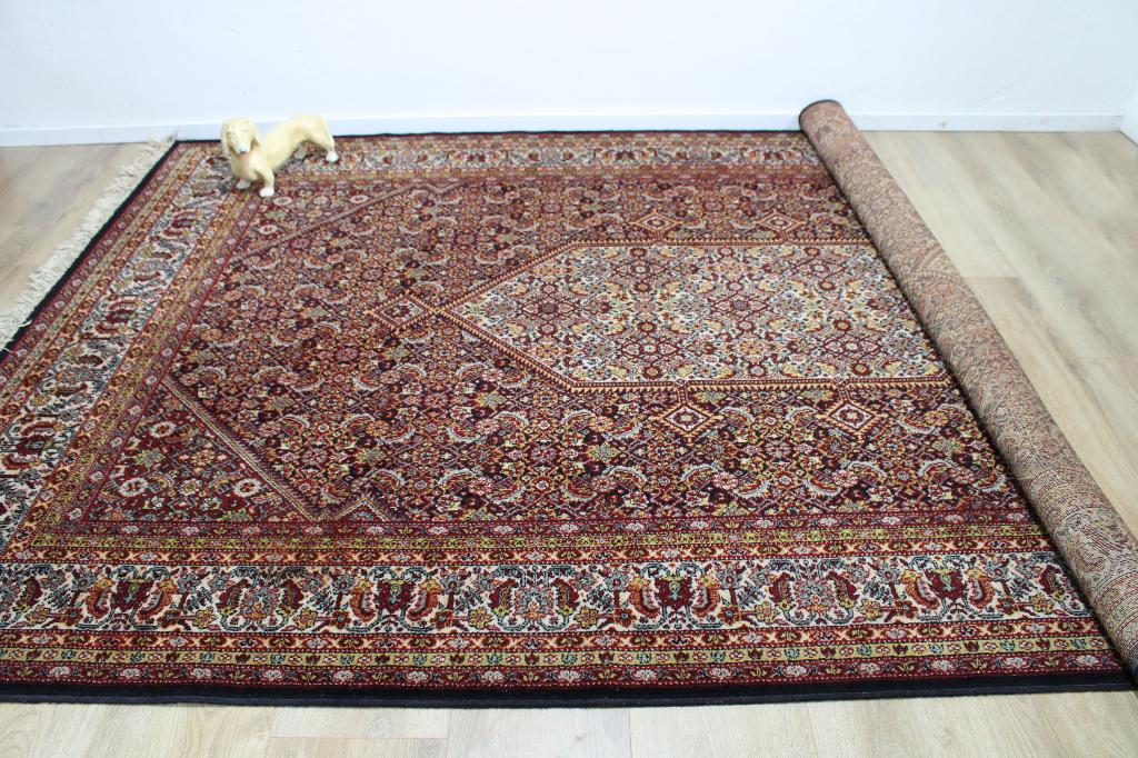 Groot wollen vintage kleed. Bohemien tapijt o.a. bloemen, Ophalen, O, 200 cm of meer, 200 cm of meer