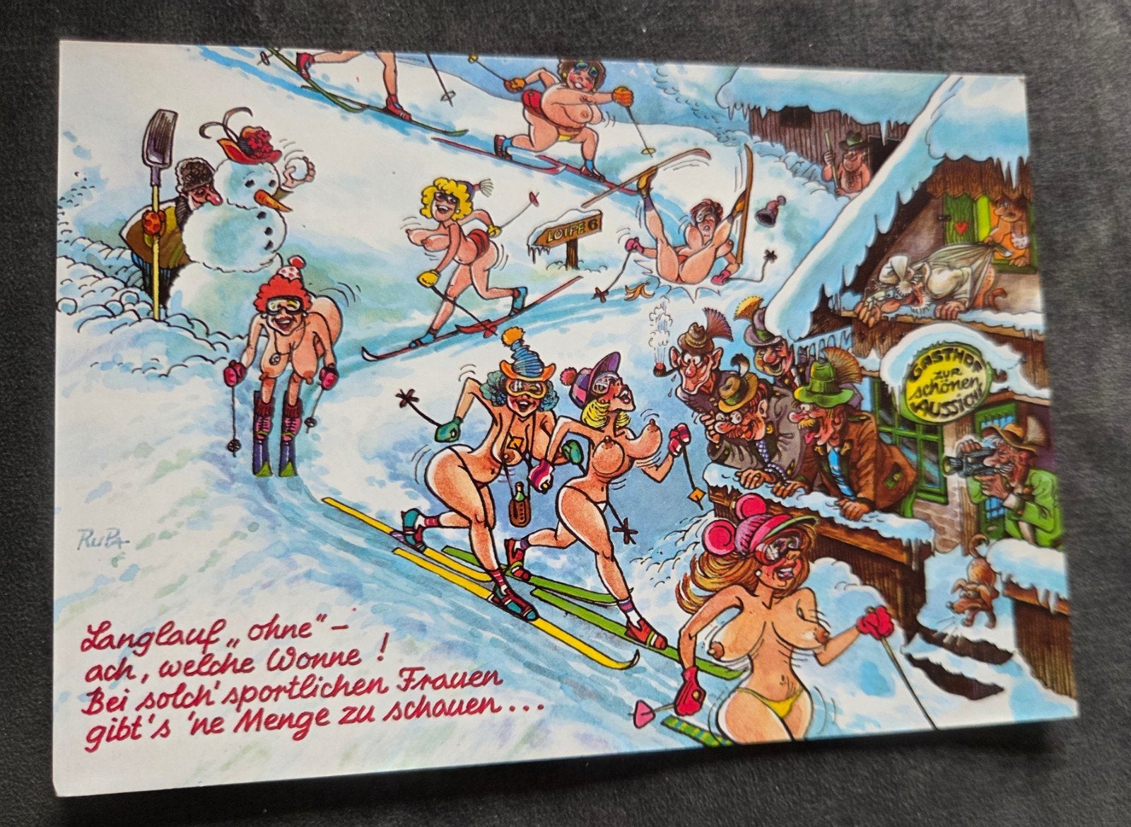 Grappige Ansichtkaart Skiën - Humoristische Winterscène, Verzenden, 1980 tot heden, Ongelopen, Overige thema's