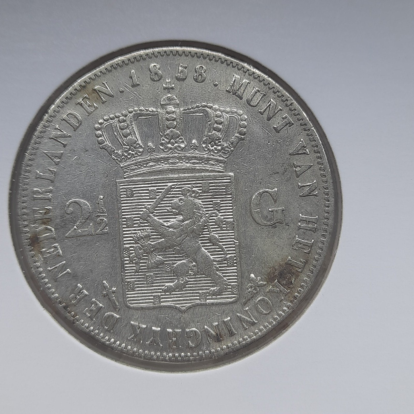 Rijkdaalder 1858 Willem 3, Postzegels en Munten, Ophalen of Verzenden, Koning Willem III, 2½ gulden