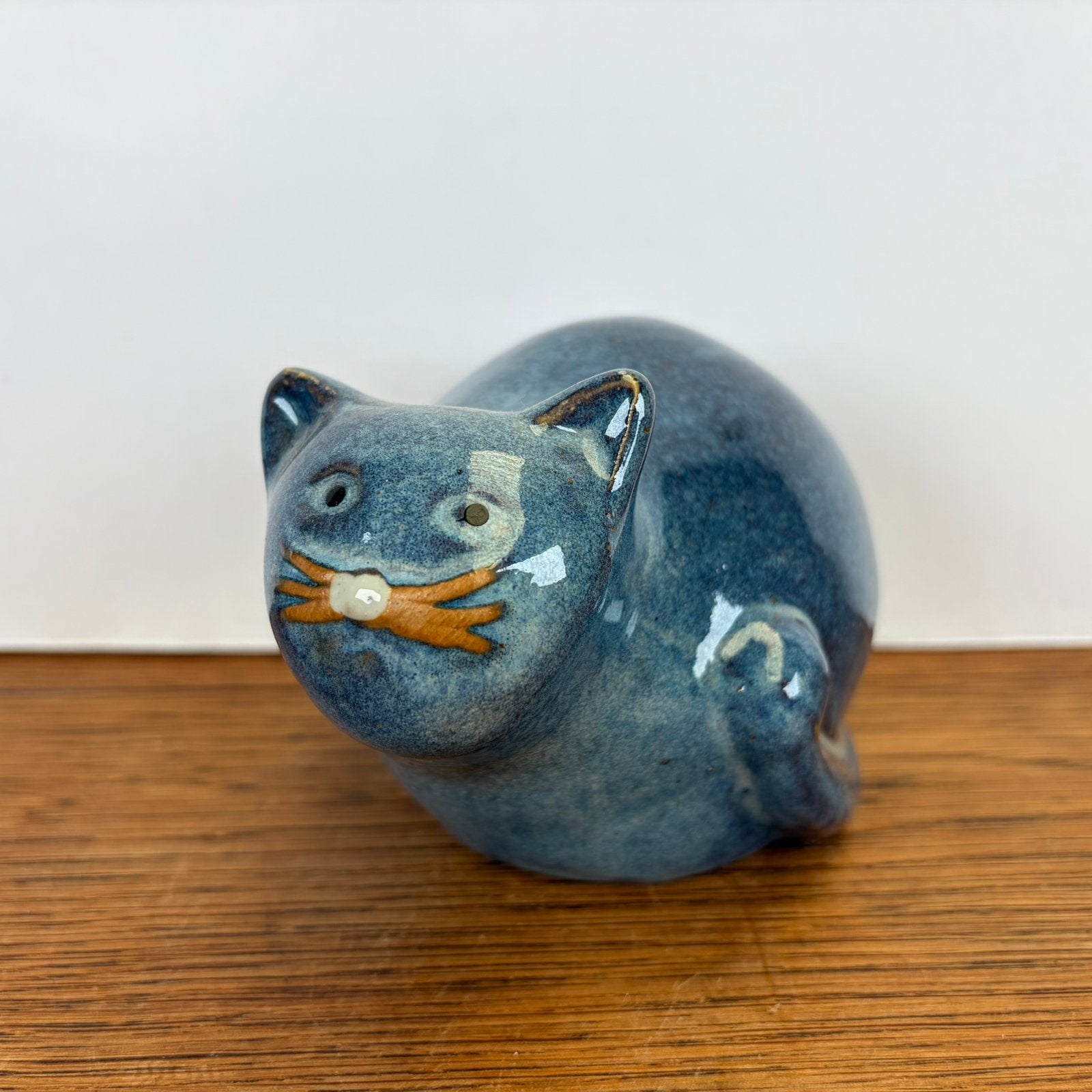Vintage blauwe geglazuurde kat, Ophalen of Verzenden, Zo goed als nieuw, Dier