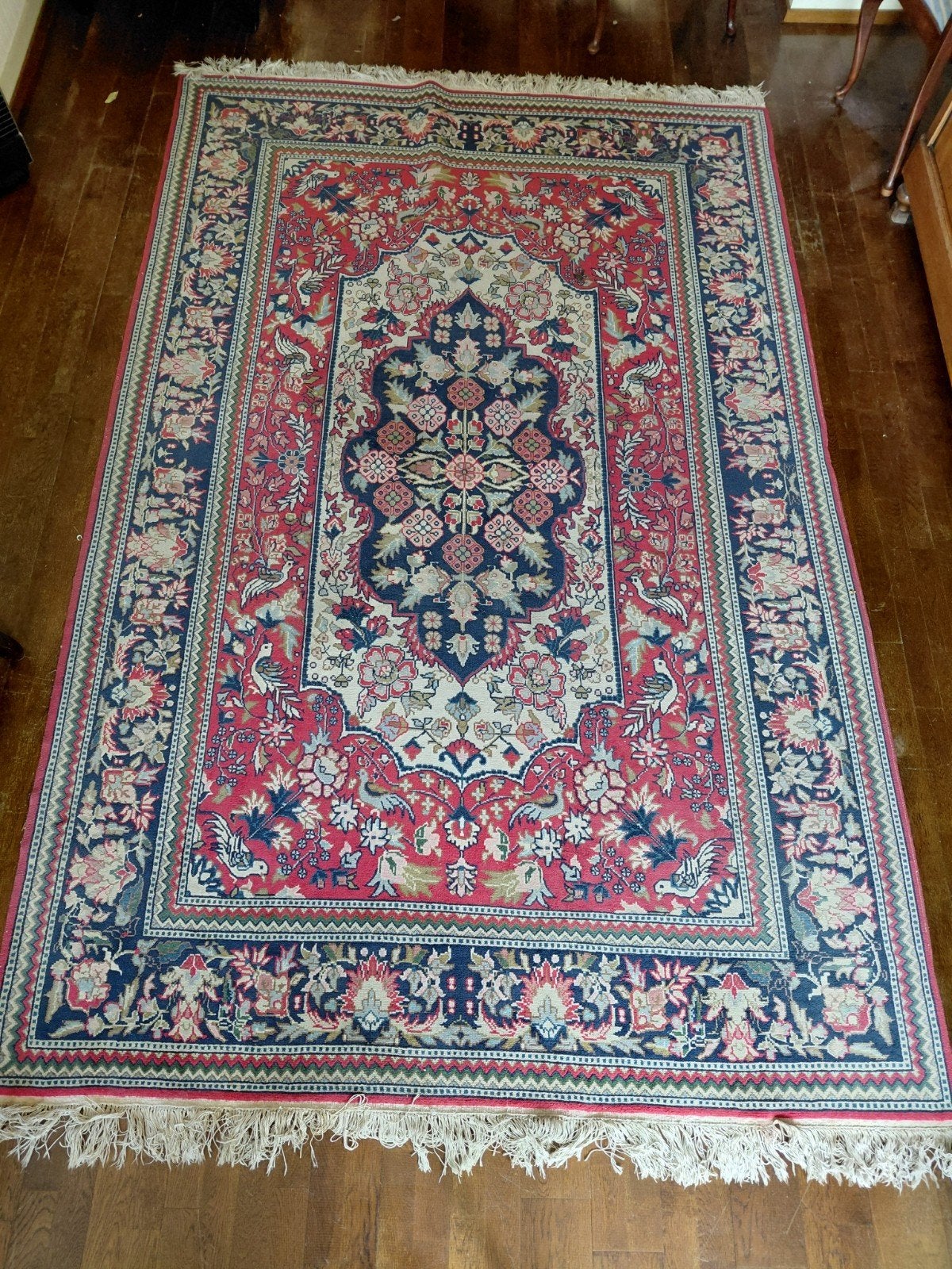 Prachtig Tunesisch tapijt 200x316 cm, rood/blauw, Ophalen, Gebruikt, 200 cm of meer, Crème