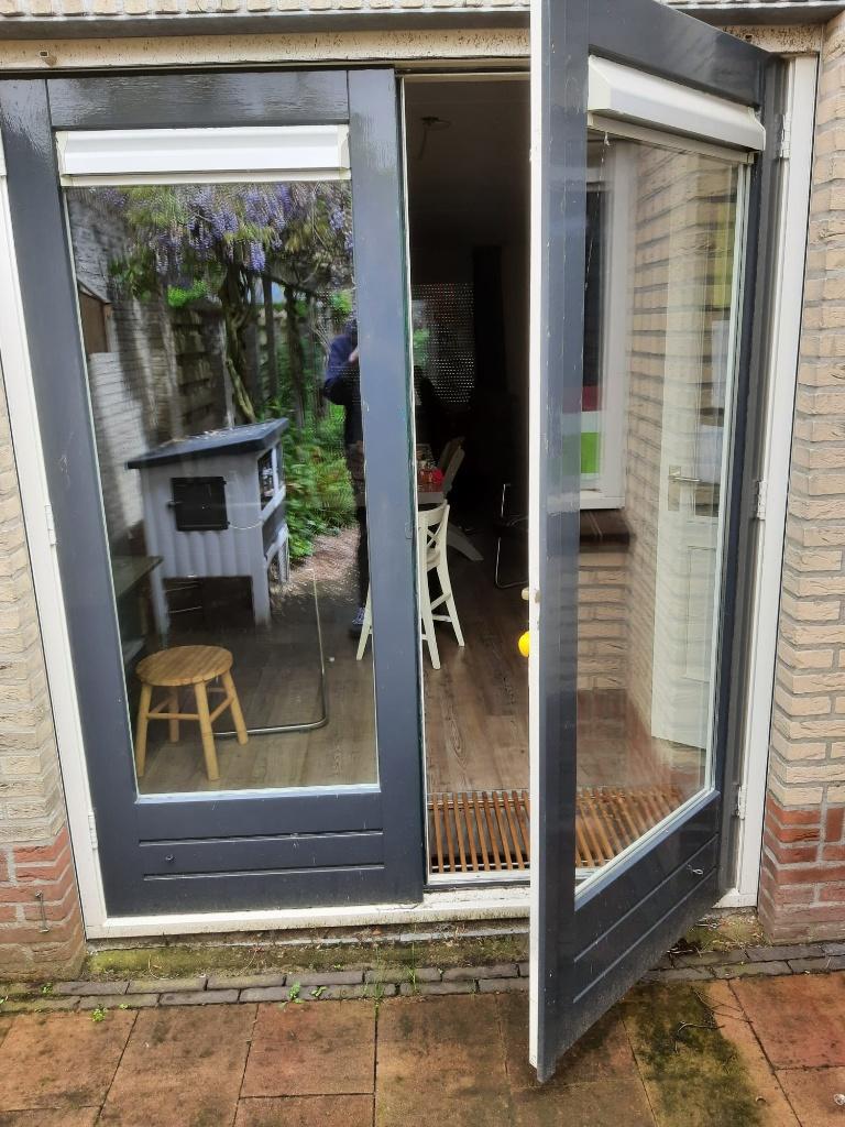 Dubbele tuindeur inclusief kozijn, Doe-het-zelf en Verbouw, Kozijnen en Schuifpuien, Ophalen, Gebruikt, Deurkozijn, 150 tot 225 cm