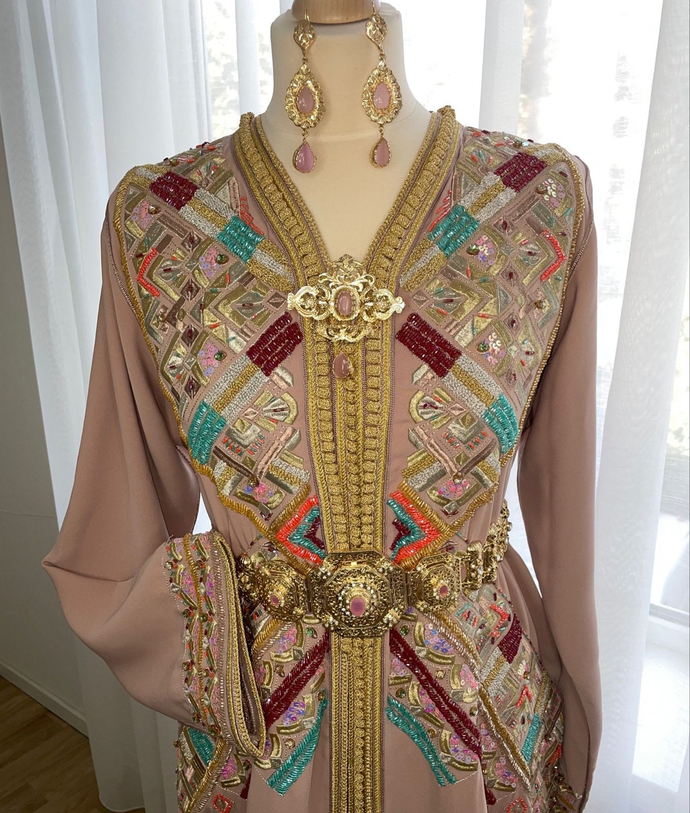Prachtige Marokkaanse takshita, Maat 38/40 (M), Overige typen, Beige, Ophalen of Verzenden