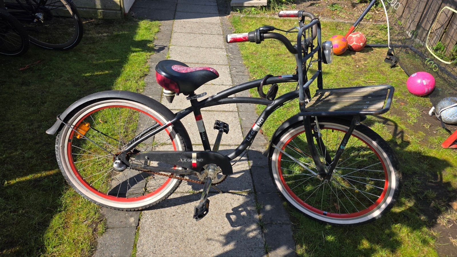 Le Grand fiets met voordrager - Zwart met rode accenten, Ophalen, Gebruikt, Overige merken